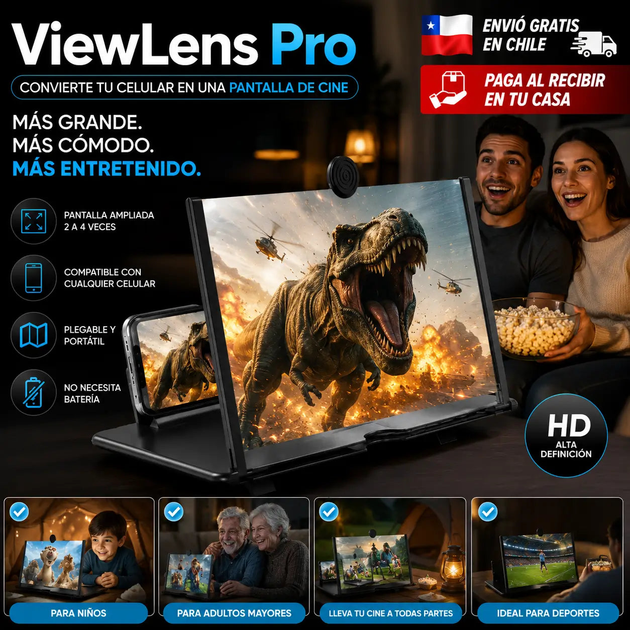 ViewLens Pro - Convierte tu celular en una pantalla de cine (Oferta_Lleva 2X1)