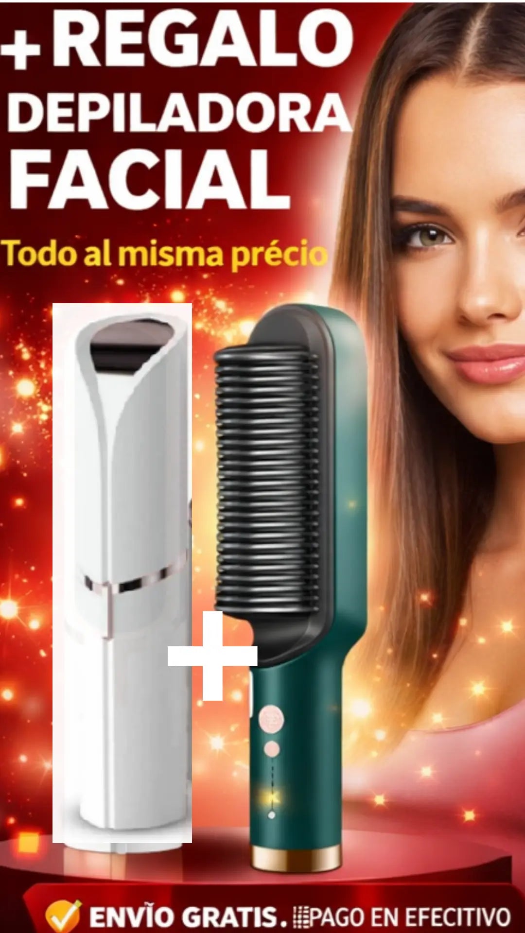 Cepillo Alisador + Depiladora Facial Gratis