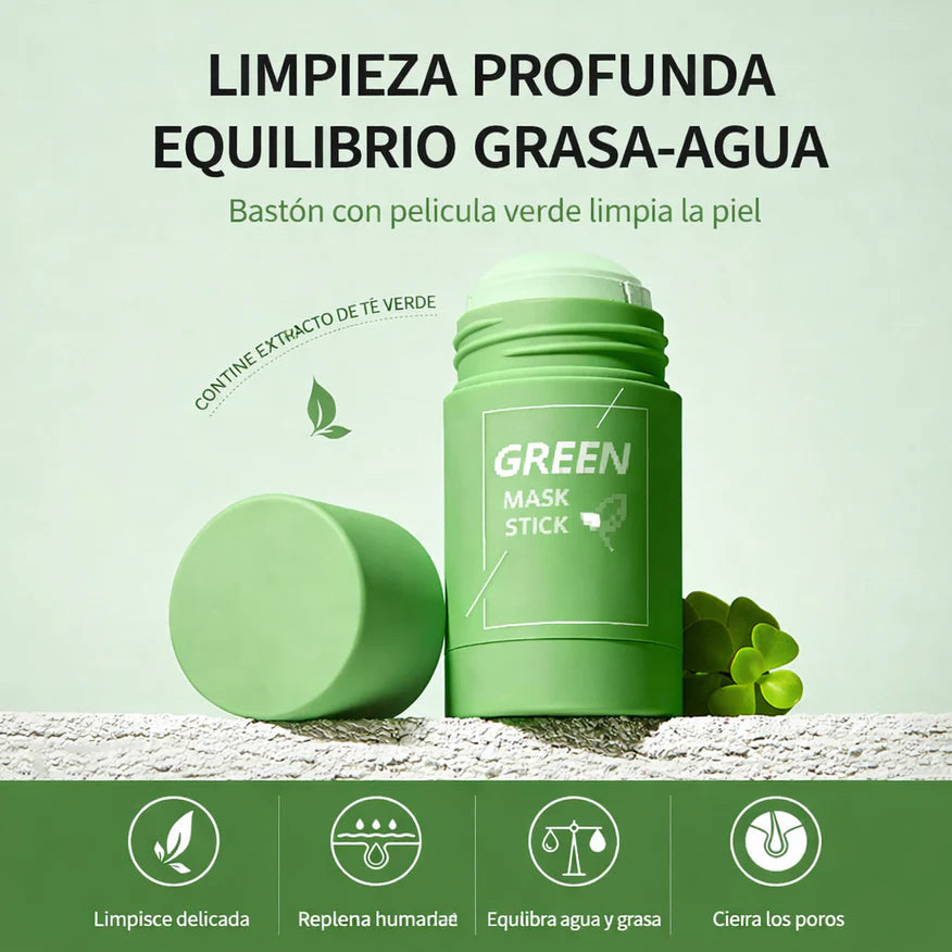 GreenGlow Mask - Piel Fresca y Uniforme (Té Verde en Barra) LLEVA 2x1