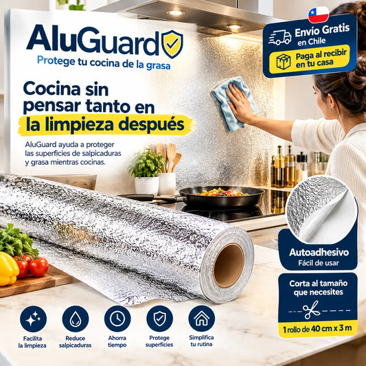AluGuard - Protege tu cocina de la grasa. Papel de Aluminio Autoadhesivo (Lleva 2x1, haz clic abajo))