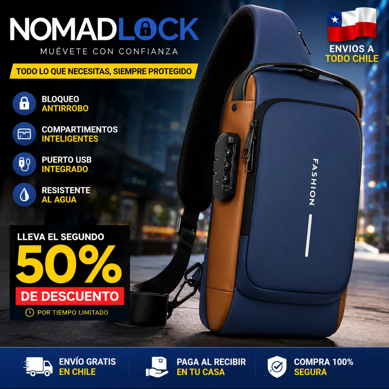 NomadLock: Muévete Con Confianza, Bolso Antirrobo. Oferta sólo por hoy!