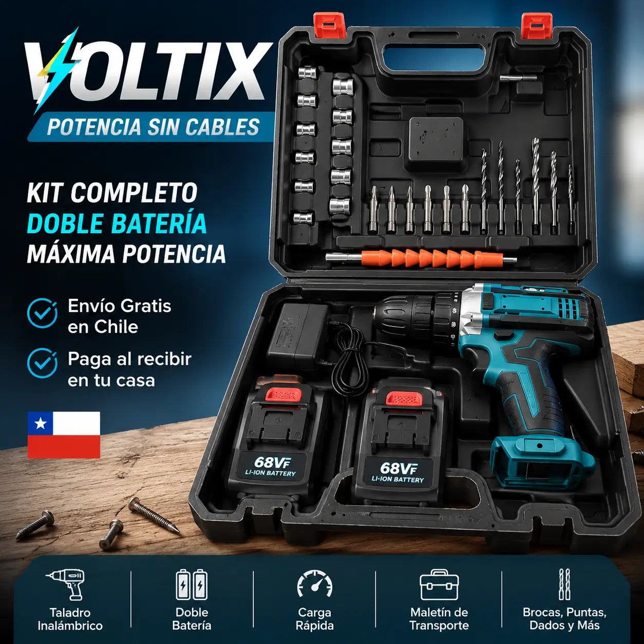 Voltix – Potencia Sin Cables. (Sólo por hoy + CAJA HERRAMIENTAS 42pz de REGALO! )