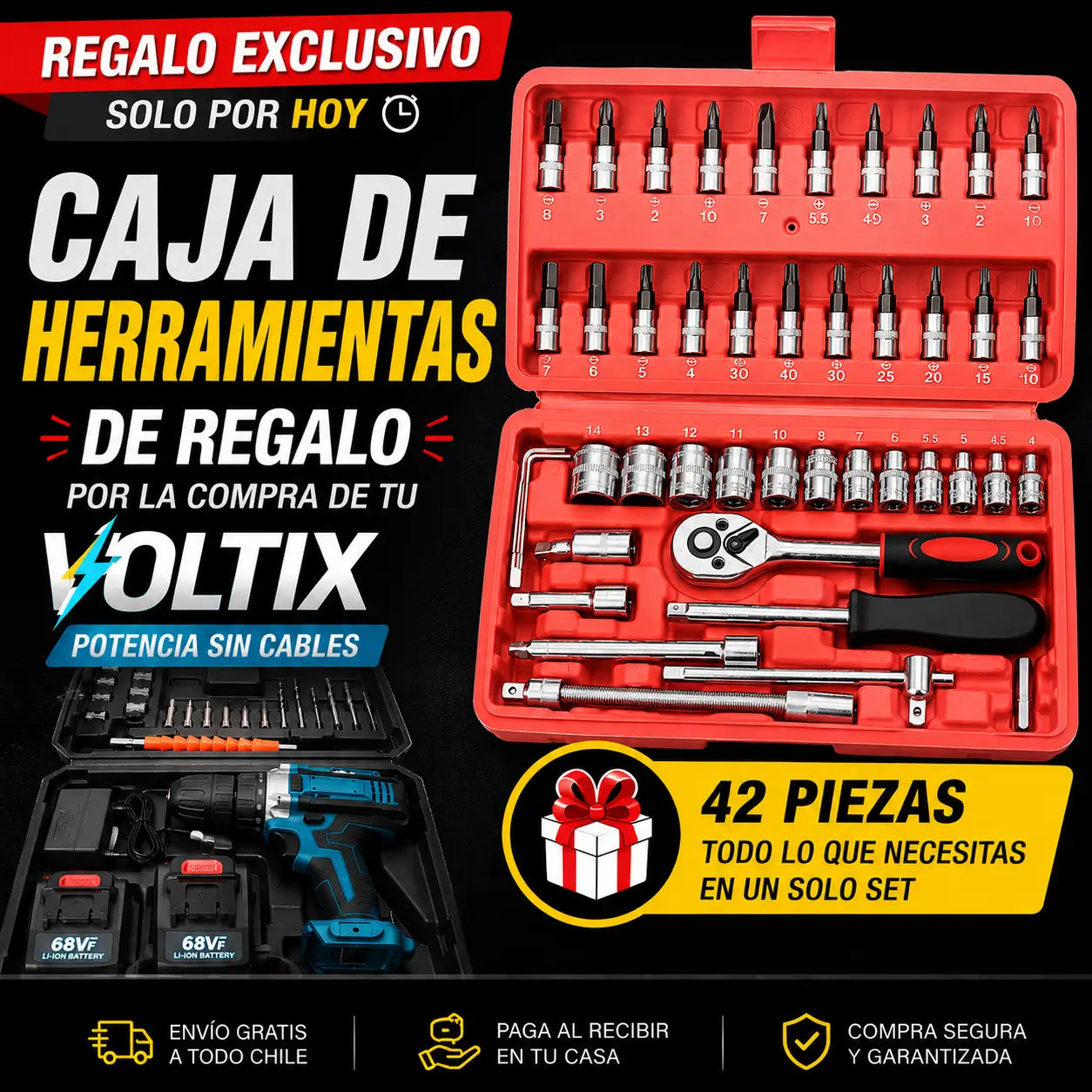 Voltix – Potencia Sin Cables. (Sólo por hoy + CAJA HERRAMIENTAS 42pz de REGALO! )