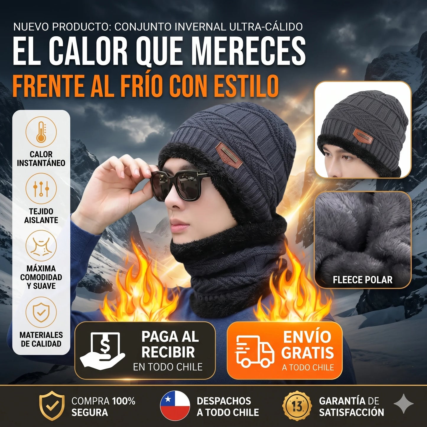"ThermaWeave - Protege tu cuello y cabeza del frío con estilo" (Lleve 2 Gorros y 2 Bufandas por sólo):
