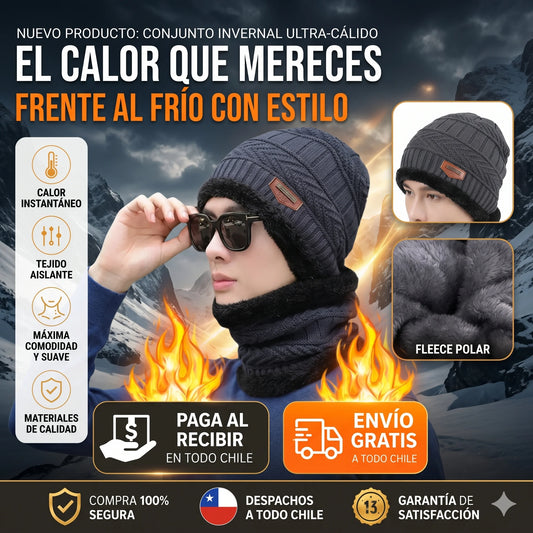 "ThermaWeave - Protege tu cuello y cabeza del frío con estilo" (Lleve 2 Gorros y 2 Bufandas por sólo):